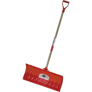 Garant NPP26KDU Snow Pusher, 26 in W Blade, Polyethylene Blade, Wood Handle, D-Shaped Handle, 46-1/4 in L Handle