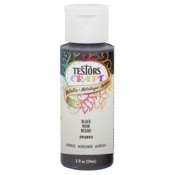 Testors 292492 Acrylic Craft Paint, Metallic, Black, 2 oz, Bottle