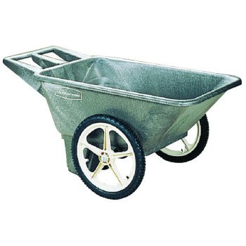 Rubbermaid 564200BLA Utility Cart, 300 lb, Plastic Deck, 2-Wheel, 20 in Wheel, Pneumatic Wheel, Black