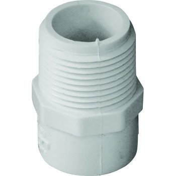 IPEX 435615 Reducing Pipe Adapter, 1/2 x 3/4 in, Slip x MPT, PVC, White, SCH 40 Schedule, 480 psi Pressure