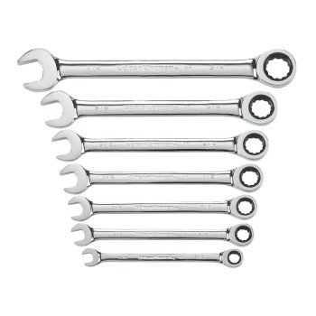 GearWrench 9317 Wrench Set, 7-Piece, Steel, Polished Chrome, Specifications: SAE Measurement