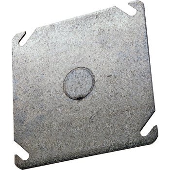 Raco 4BCK Cover Plate, 4 in L, 4 in W, Square, Steel, Gray, Galvanized