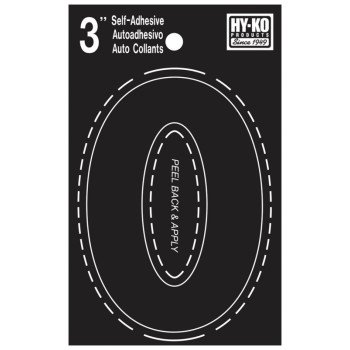 Hy-Ko 30400 Series 30425 Die-Cut Letter, Character: O, 3 in H Character, Black Character, Vinyl