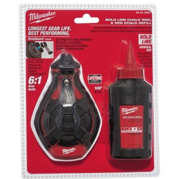 Milwaukee 48-22-3986 Bold Line Kit, 100 ft L Line, 6:1 Gear Ratio, Red Chalk