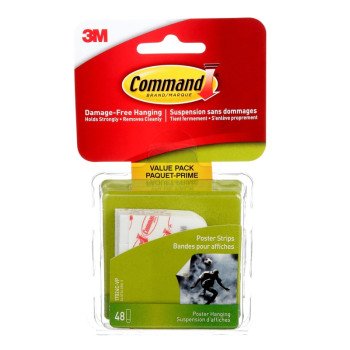 Command 17024C-VP Small Poster Strip, 3.875 cm W, 1/4 in L, Plastic Backing, White, 1 lb