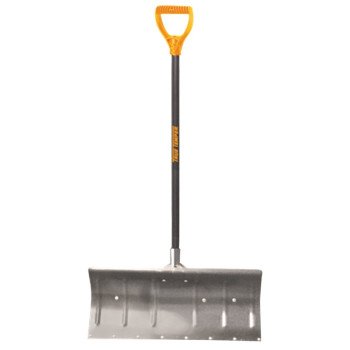 True Temper 1640000 Snow Pusher, 24 in W Blade, Aluminum Blade, Wood Handle, D-Shaped Handle, 48 in L Handle