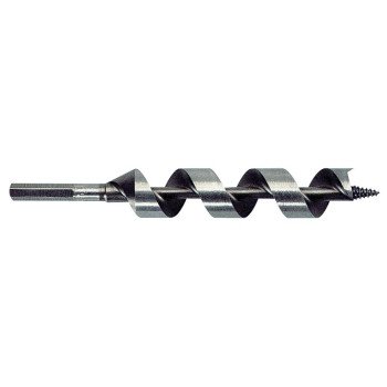 Irwin 49916 Power Drill Auger Bit, 1 in Dia, 7-1/2 in OAL, Solid Center Flute, 1-Flute, 5/16 in Dia Shank, Hex Shank