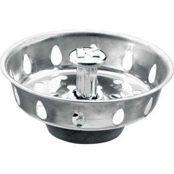 Plumb Pak PP820-25 Basket Strainer with Adjustable Post, 3.3 in Dia, Stainless Steel, For: Most Kitchen Sink Drains