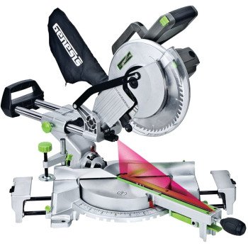 Genesis GMSDR1015LC Miter Saw, 10 in Dia Blade, 3 x 12 in at 0 x 90 deg, 3 x 8-1/4 in at 45 x 90 deg Cutting Capacity