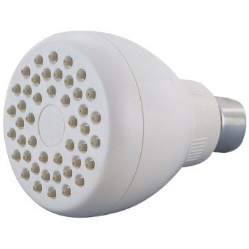 Boston Harbor B11041WH Shower Head, 1.75 gpm, 1/2-14 NPT Connection, Threaded, 1-Spray Function, Plastic, White