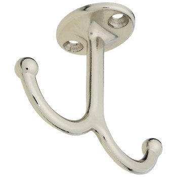 National Hardware V165 N245-837 Coat Hook, 35 lb, Zinc, Nickel