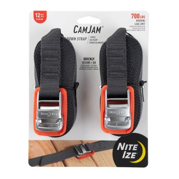 Nite Ize CamJam CJWR12-09-2R6 Tie-Down Strap, 1 in W, 12 ft L, 700 lb Working Load, Polypropylene, Gray