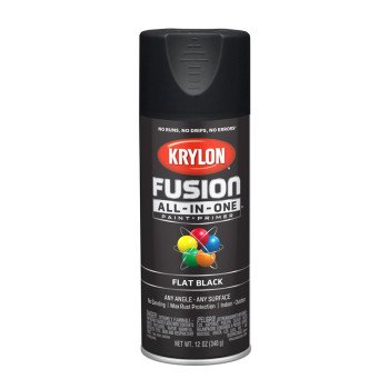 Krylon K02728007 Spray Paint, Flat, Black, 12 oz, Can