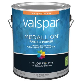 Valspar Medallion 2400 Series 027.0002405.007 Interior Paint, Semi-Gloss Sheen, Clear, 1 gal, Can