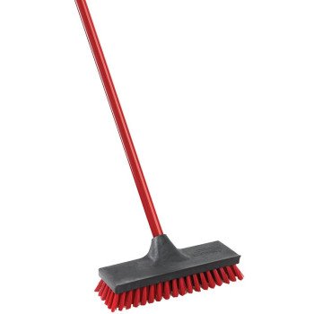 Libman 547 Floor Scrubber, 1.312 in L Trim, PET, Red, 3-1/2 in W Brush, 52 in OAL, Red