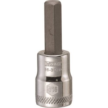 DEWALT DWMT86392OSP Fractional Hex Bit Socket, 5/16 in Tip, 3/8 in Drive, Polished Chrome Vanadium, 1-31/32 in OAL