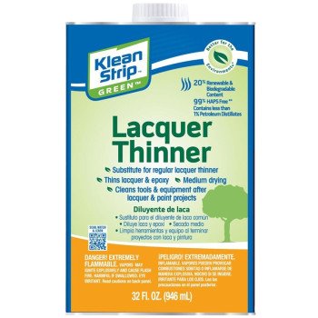 Klean Strip QKGL75009 Lacquer Thinner, Liquid, Water White, 1 qt, Can