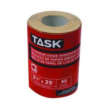 TASK T32313 Sandpaper Roll, 3-2/3 in W, 25 ft L, 100 Grit, Fine, Aluminum Oxide Abrasive