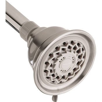 Waterpik VAT-313E Shower Head, Round, 1.8 gpm, 1/2 in Connection, 3-Spray Function, Nickel, Chrome, 3-1/4 in Dia