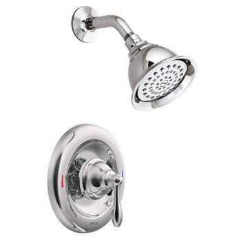 Moen Caldwell Series 82495C Shower, 1.75 gpm, 4 in Dia Showerhead, Metal, Chrome Plated, Lever Handle, 1-Handle