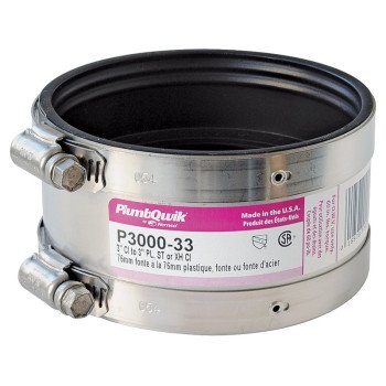 Fernco P3000-33 Flexible Coupling, 3 in, PVC, SCH 40 Schedule, 4.3 psi Pressure