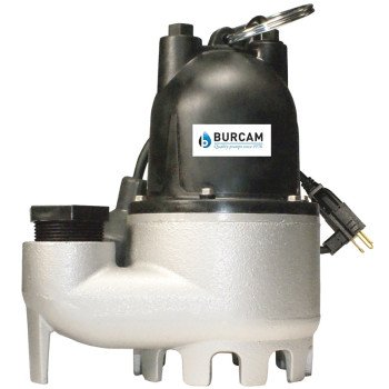 Burcam 300608Z Sump Pump, 7 A, 115 V, 0.33 hp, 1-1/2 in Outlet, 18 ft Max Head, 225 gph, Iron