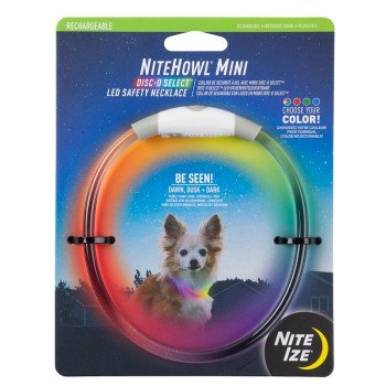 Nite Ize NiteHowl NHOMR-07S-R3 Mini Rechargeable LED Safety Necklace, 9.5 to 14.8 in L Collar, 1 in W Collar, Polymer