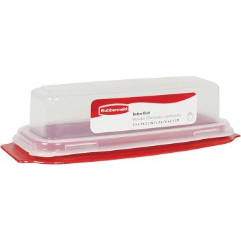 Rubbermaid 3930 Butter Dish, 0.25 lb Capacity, Plastic, Clear, 7.8 in L, 3 in W, 2 in H