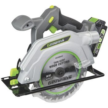 Genesis G20 Max GLCS2065B Circular Saw, Battery Included, 20 V, 2 Ah, 6-1/2 in Dia Blade, 5/8 in Arbor