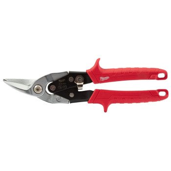 Milwaukee 48-22-4510 Aviation Snip, 10 in OAL, 5 in L Cut, Left, Straight Cut, Steel Blade, Ergonomic Handle, Red Handle