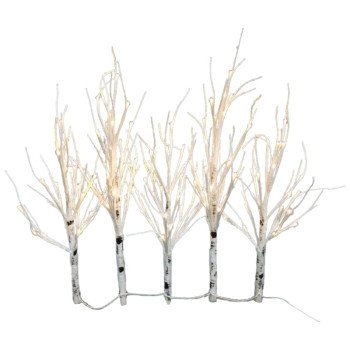 Hometown Holidays 36633 Tree Set LED Twig, 6 in L, Yard Decor, Metal/PVC, White, Matte