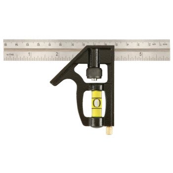 Johnson 406EM Combination Square, 6 in L Blade, SAE/Metric Graduation, Stainless Steel Blade