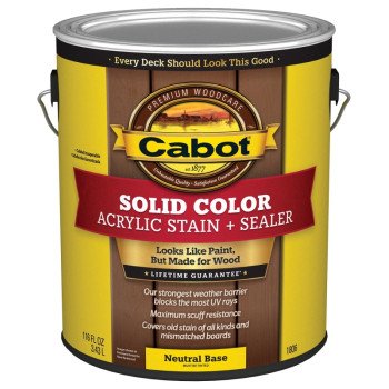 Cabot 140.0001806.007 Solid Stain, Low Luster, Neutral, Liquid, 1 gal