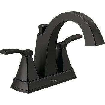 Delta Flynn Series 25768LF-BL Centerset Bathroom Faucet, 1.2 gpm, 2-Faucet Handle, 3-Faucet Hole, Matte Black