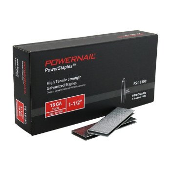 Powernail PowerStaples PS18150 Fine Wire Staple, 1/4 in W Crown, 1-1/2 in L Leg, 18 ga, Carbon Steel