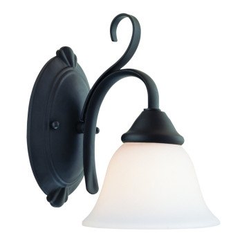 Boston Harbor F3-1W-3L Single Light Vanity Fixture, 120 V, 60 W, A19 or CFL Lamp, Steel Fixture, Matte Black Fixture