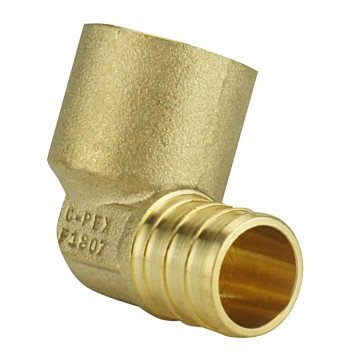 Apollo APXFSE12 Pipe Elbow, 1/2 in, Barb x Female Copper Sweat, 90 deg Angle, Brass, 200 psi Pressure