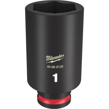 Milwaukee SHOCKWAVE Impact Duty Series 49-66-6129 Deep Impact Socket, 1 in Socket, 3/8 in Drive, Square Drive, 6-Point