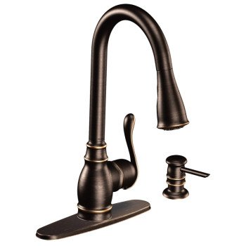 Moen Anabelle Series CA87003BRB Pull-Down Faucet, 1.5 gpm, 1-Faucet Handle, Metal, Mediterranean Bronze, Lever Handle