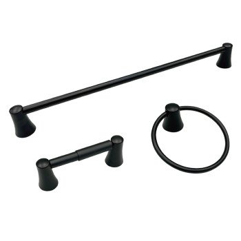 Boston Harbor 8703 Bath Accessory Set, Aluminum/Polypropylene/Steel/Zinc, Black, Matte, 3 -Piece, For: Bathroom