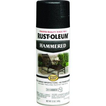 Rust-Oleum 7215830 Rust Preventative Spray Paint, Hammered, Black, 12 oz, Can