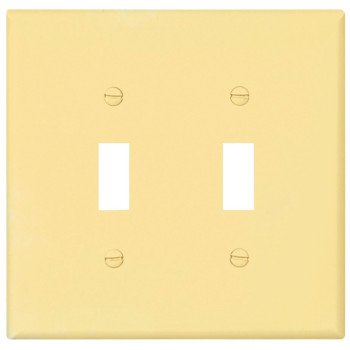 Eaton Wiring Devices PJ2V Wallplate, 4-7/8 in L, 4.94 in W, 2 -Gang, Polycarbonate, Ivory, High-Gloss