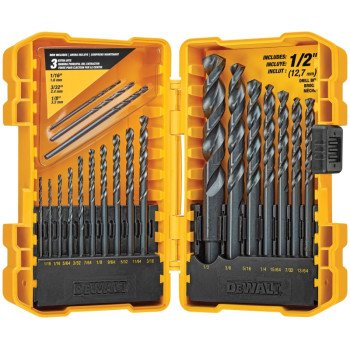 DEWALT DW1177 Drill Bit Set, 20-Piece, HSS, Black Oxide