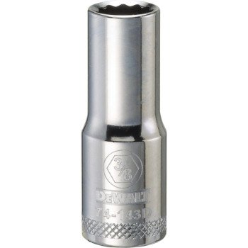 DEWALT DWMT74143OSP Drive Socket, 3/8 in Socket, 3/8 in Drive, 12-Point, Vanadium Steel, Polished Chrome