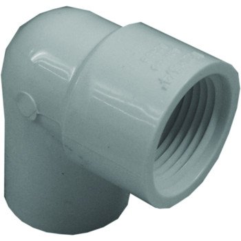 IPEX 435514 Pipe Elbow, 1/2 x 3/4 in, Slip x FPT, 90 deg Angle, PVC, White, SCH 40 Schedule, 480 psi Pressure