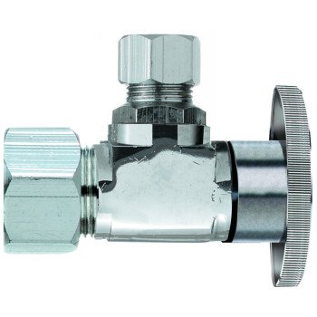 Plumb Pak PP20061LF Angle Shut-Off Valve, 5/8 x 3/8 in Connection, Compression, Quarter-Turn Actuator, Brass Body