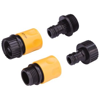 Landscapers Select GC520+GC540+GC522 Hose Connector Set, Male Thread and Female Thread, Plastic, Yellow and Black