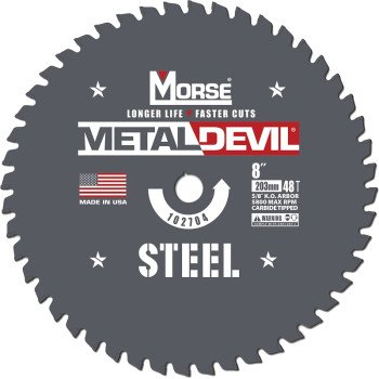 Morse Metal Devil 102704 Circular Saw Blade, 8 in Dia, 5/8 in Arbor, 48-Teeth, Applicable Materials: Iron, Steel