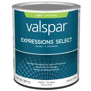 Valspar Expressions Select 4500 028.0045003.005 Latex Paint, Acrylic Base, Satin Sheen, Tint Base, 1 qt