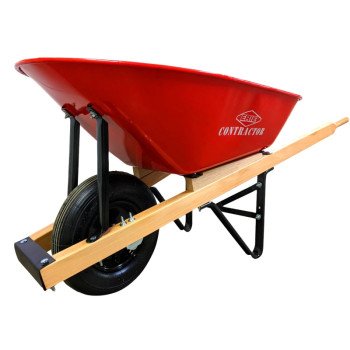 Erie E-1035 Contractor Wheelbarrow, 6 cu-ft Volume, Steel, 1-Wheel, Pneumatic Wheel, 15.25 in Dia x 4 in W Wheel